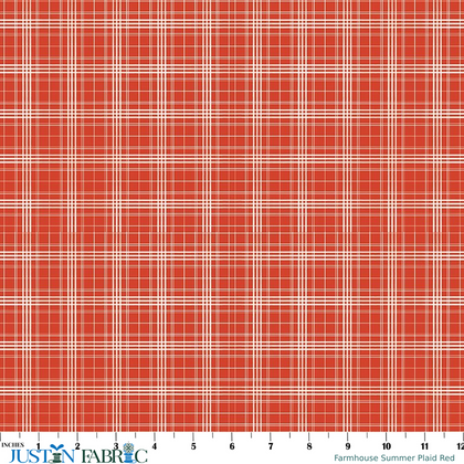 Farmhouse Summer Plaid Red Yardage by Echo Park Paper Co. | Riley Blake Designs