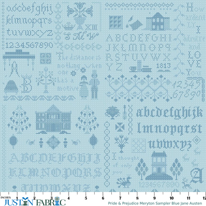 Pride & Prejudice Meryton Sampler Blue Jane Austen Yardage | Riley Blake Designs