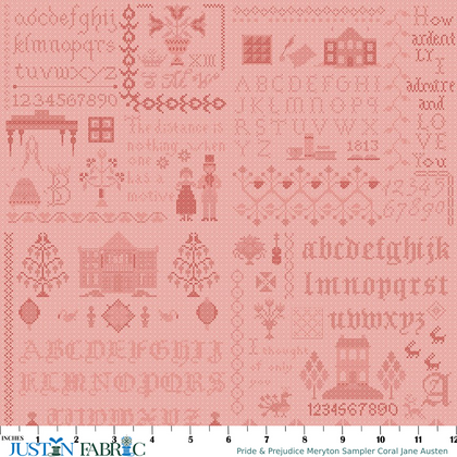Pride & Prejudice Meryton Sampler Coral Jane Austen Yardage | Riley Blake Designs