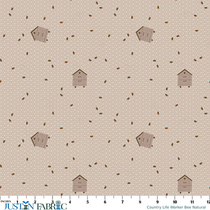 Country Life Worker Bee Natural Cotton Yardage by Jennifer Long | Riley Blake Designs
