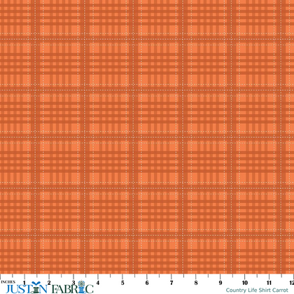 Country Life Flannel Shirt Carrot Cotton Yardage by Jennifer Long | Riley Blake Designs