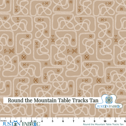 Round the Mountain Table Tracks Tan Yardage by Casey Cometti | Riley Blake Designs