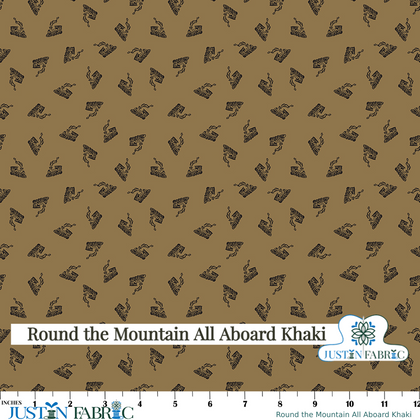 Round the Mountain All Aboard Khaki Yardage by Casey Cometti | Riley Blake Designs