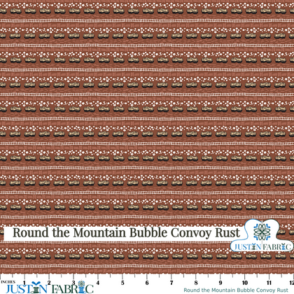 Round the Mountain Bubble Convoy Rust Yardage by Casey Cometti | Riley Blake Designs