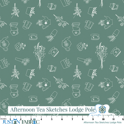 Afternoon Tea Sketches Lodge Pole Cotton Yardage by Beverly McCullough | Riley Blake Designs