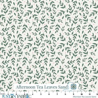 Afternoon Tea Leaves Sand Cotton Yardage by Beverly McCullough | Riley Blake Designs