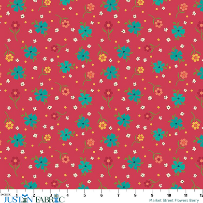 Market Street Flowers Berry Yardage by Heather Peterson | Riley Blake Designs