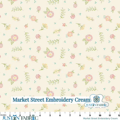 Market Street Embroidery Cream Yardage by Heather Peterson | Riley Blake Designs
