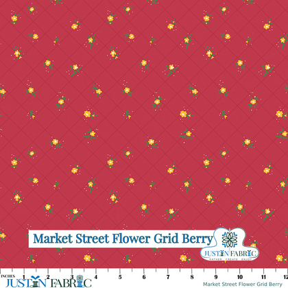 Market Street Flower Grid Berry Yardage by Heather Peterson | Riley Blake Designs