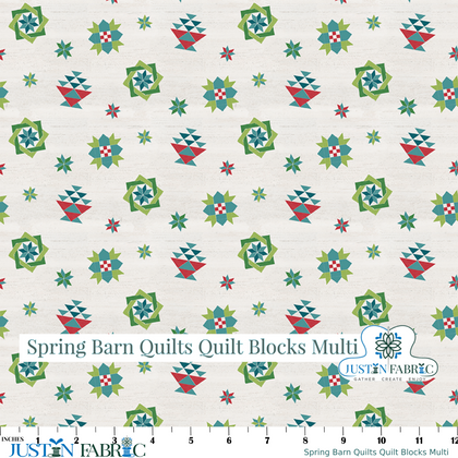 Spring Barn Quilts Quilt Blocks Multi Cotton Yardage by Tara Reed | Riley Blake Designs