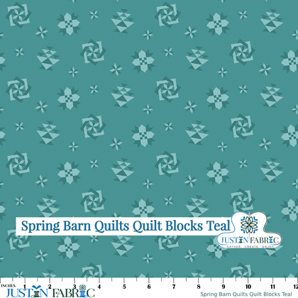 Spring Barn Quilts Quilt Blocks Teal Cotton Yardage by Tara Reed | Riley Blake Designs