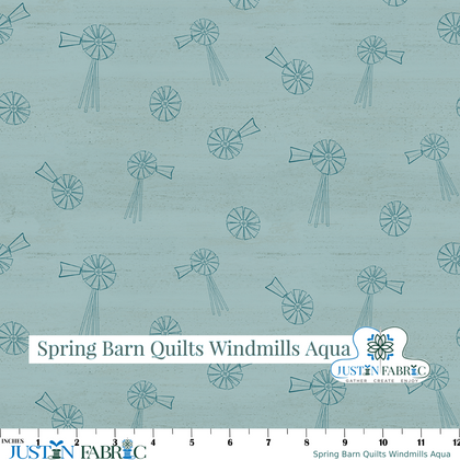 Spring Barn Quilts Windmills Aqua Cotton Yardage by Tara Reed | Riley Blake Designs