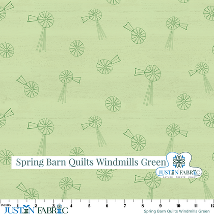Spring Barn Quilts Windmills Green Cotton Yardage by Tara Reed | Riley Blake Designs