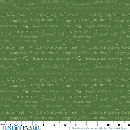 To Grandmother's House Little Red Storybook Grass Yardage| Riley Blake Designs