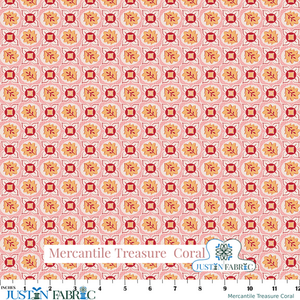 Mercantile Treasure Coral Yardage by Lori Holt | Riley Blake Designs