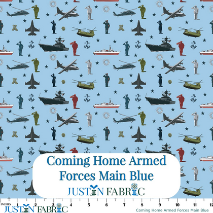 Coming Home Armed Forces Main Blue Yardage by Vicki Gifford | Riley Blake Designs