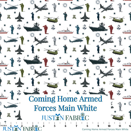 Coming Home Armed Forces Main White Yardage by Vicki Gifford | Riley Blake Designs