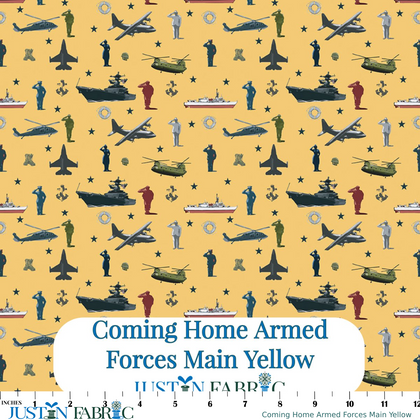 Coming Home Armed Forces Main Yellow Yardage by Vicki Gifford | Riley Blake Designs