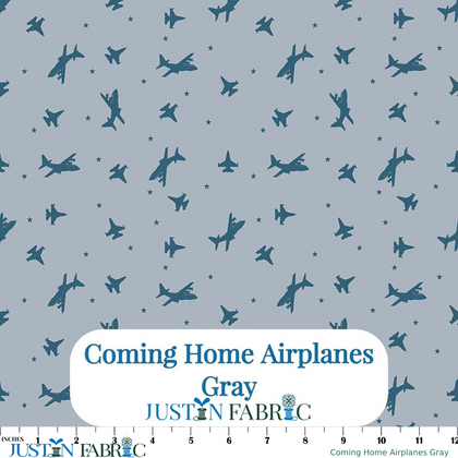 Coming Home Airplanes Gray Cotton Yardage by Vicki Gifford | Riley Blake Designs