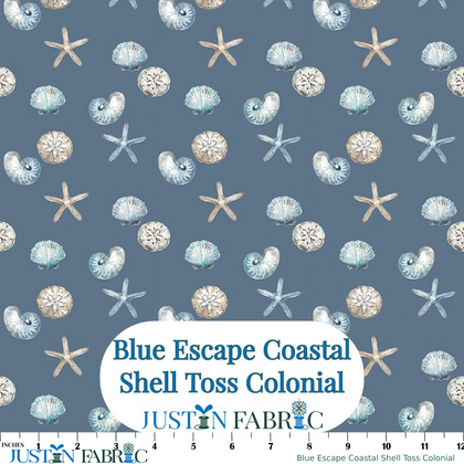 Blue Escape Coastal Shell Toss Colonial Cotton Yardage by Lisa Audit | Riley Blake Designs