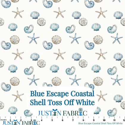Blue Escape Coastal Shell Toss Off White Cotton Yardage by Lisa Audit | Riley Blake Designs