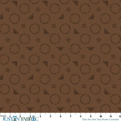 Only You Text Toss Brown Licensed Yardage | Riley Blake Designs