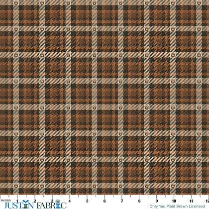 Only You Plaid Brown Licensed Yardage | Riley Blake Designs