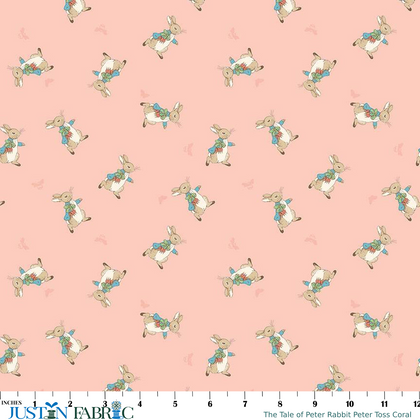 The Tale of Peter Rabbit Peter Toss Coral Yardage by Beatrix Potter | Riley Blake Designs