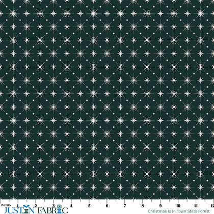 Christmas Is In Town Stars Forest Yardage by Sandy Gervais | Riley Blake Designs