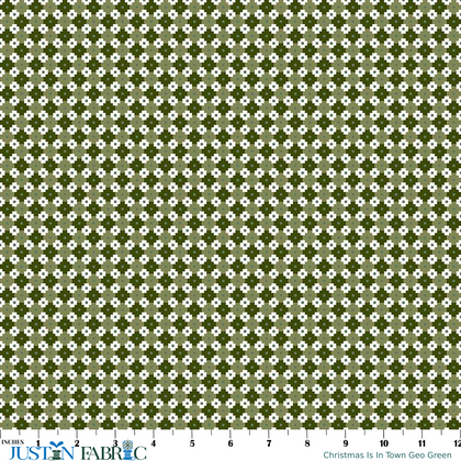 Christmas Is In Town Geo Green Yardage by Sandy Gervais | Riley Blake Designs