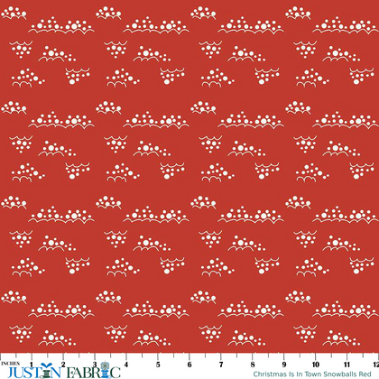 Christmas Is In Town Snowballs Red Yardage by Sandy Gervais | Riley Blake Designs