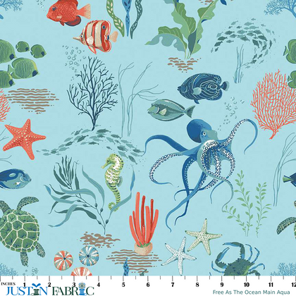 Free As The Ocean Main Aqua Yardage by Lisa Audit | Riley Blake Designs