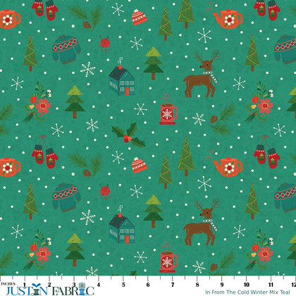 In From The Cold Winter Mix Teal Yardage by Heather Peterson | Riley Blake Designs