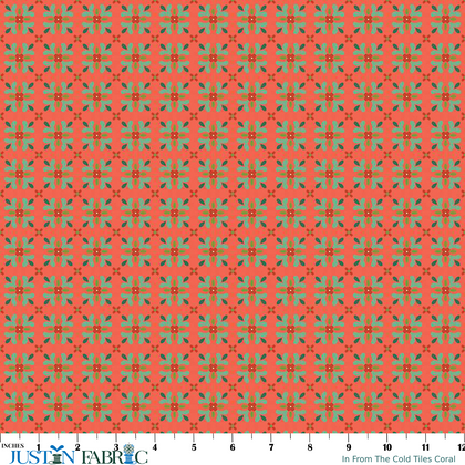 In From The Cold Tiles Coral Yardage by Heather Peterson | Riley Blake Designs