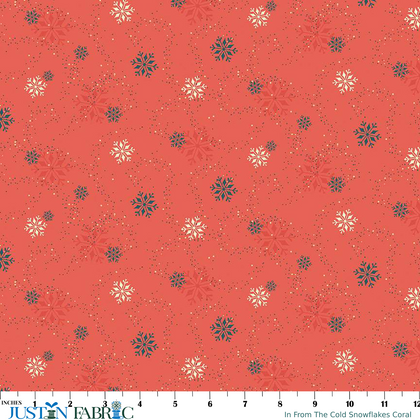 In From The Cold Snowflakes Coral Yardage by Heather Peterson | Riley Blake Designs