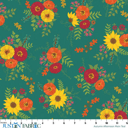 Autumn Afternoon Main Teal Yardage by Heather Peterson | Riley Blake Designs
