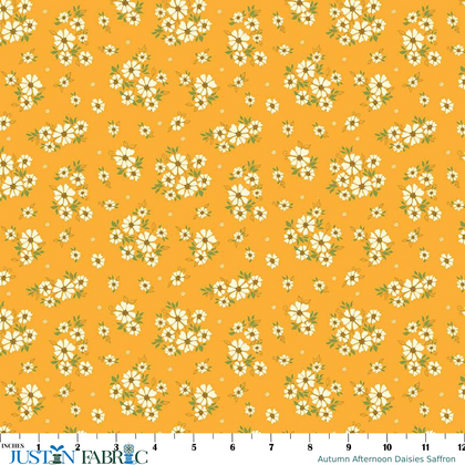 Autumn Afternoon Daisies Saffron Yardage by Heather Peterson | Riley Blake Designs