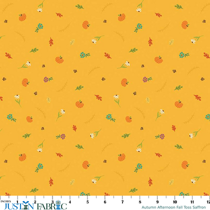 Autumn Afternoon Fall Toss Saffron Yardage by Heather Peterson | Riley Blake Designs