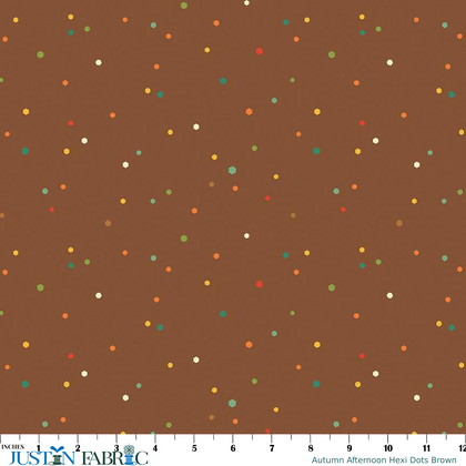 Autumn Afternoon Hexi Dots Brown Yardage by Heather Peterson | Riley Blake Designs