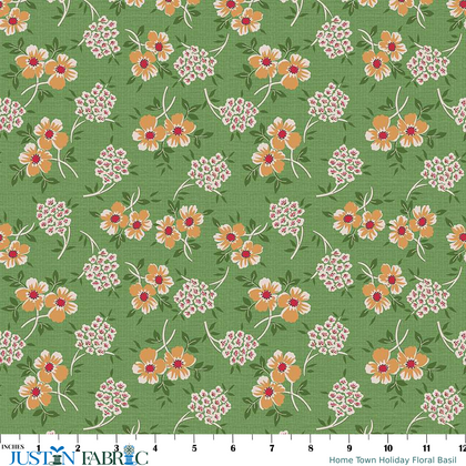 Home Town Holiday Floral Basil Yardage by Lori Holt | Riley Blake Designs