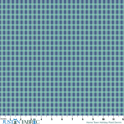 Home Town Holiday Plaid Denim Yardage by Lori Holt | Riley Blake Designs