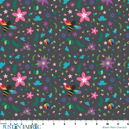 Bloom Main Charcoal Yardage by Kristy Lea of Quiet Play | Riley Blake Designs