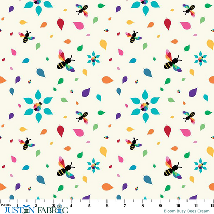 Bloom Busy Bees Cream Yardage by Kristy Lea of Quiet Play | Riley Blake Designs