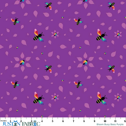 Bloom Busy Bees Purple Yardage by Kristy Lea of Quiet Play | Riley Blake Designs