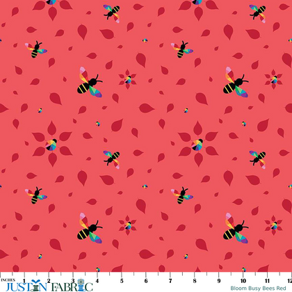 Bloom Busy Bees Red Yardage by Kristy Lea of Quiet Play | Riley Blake Designs