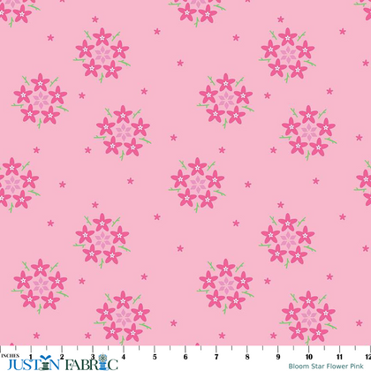 Bloom Star Flower Pink Yardage by Kristy Lea | Riley Blake Designs