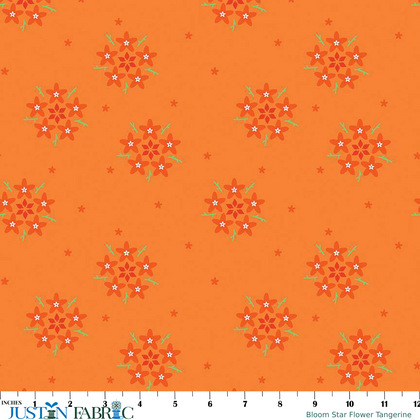 Bloom Star Flower Tangerine Yardage by Kristy Lea | Riley Blake Designs