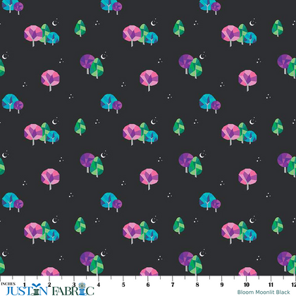 Bloom Moonlit Black Yardage by Kristy Lea of Quiet Play | Riley Blake Designs