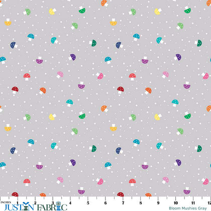 Bloom Mushies Gray Yardage by Kristy Lea of Quiet Play | Riley Blake Designs