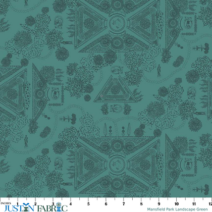 Mansfield Park Landscape Green Yardage by Jane Austen's House | Riley Blake Designs